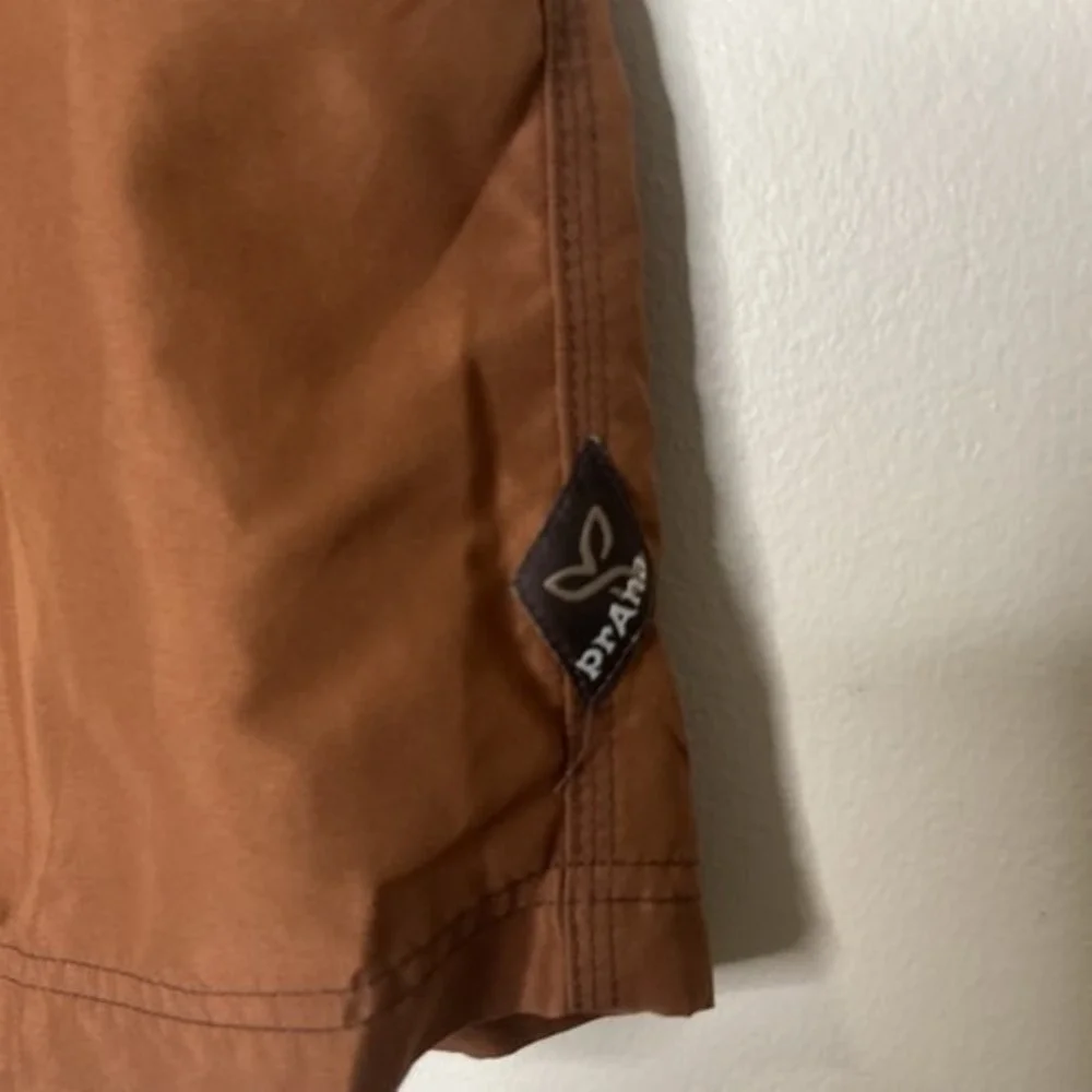 Prana Orange/Brown Mojo Stretch Running‎ Active Yoga Shorts Men Large Cambodia